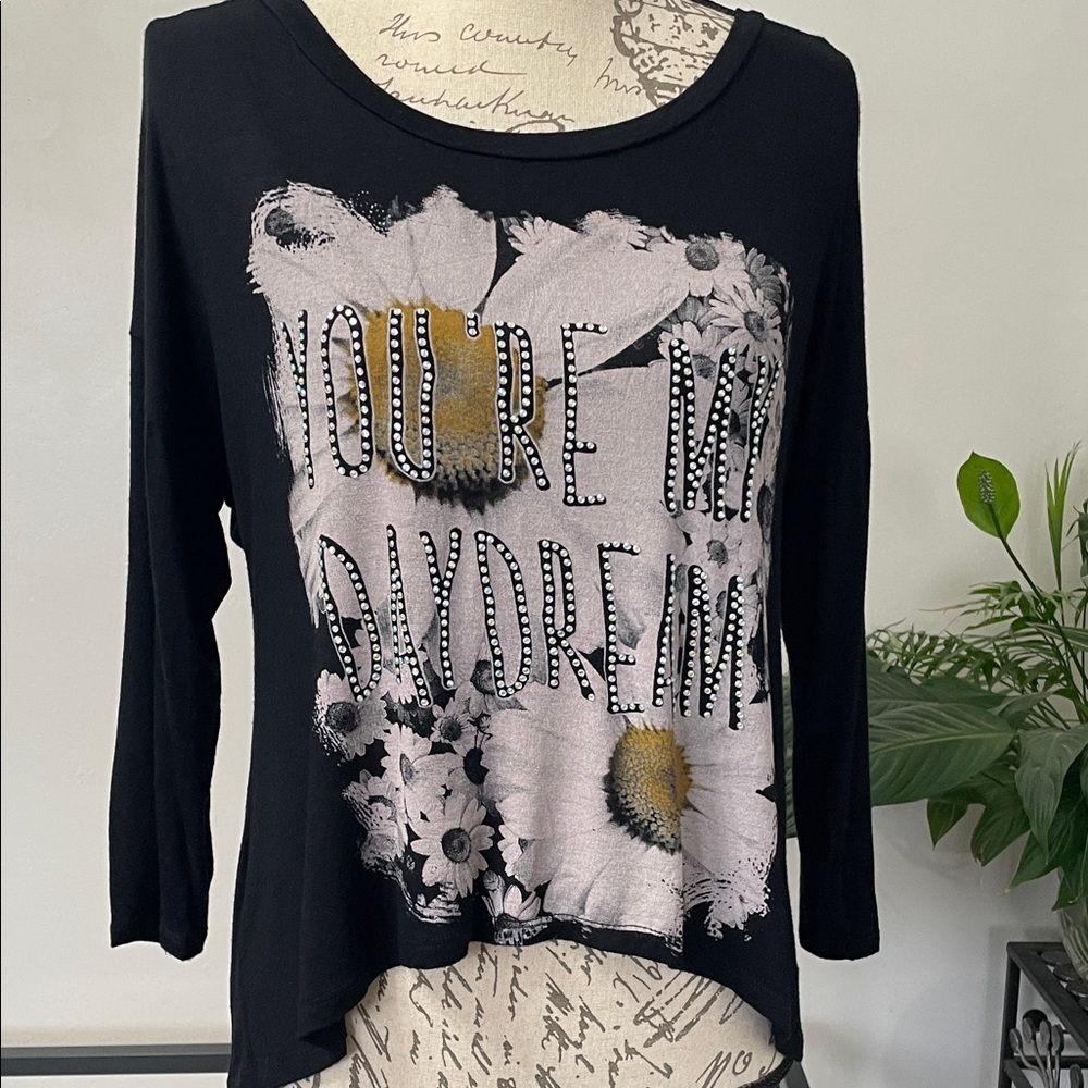 Deb Black Long Sleeve Top with Graphic Design